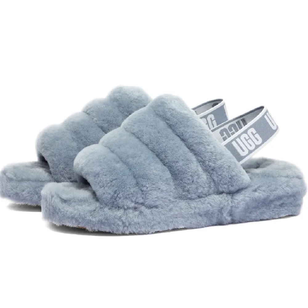 Light Blue Ugg Fluff Yeah Slides